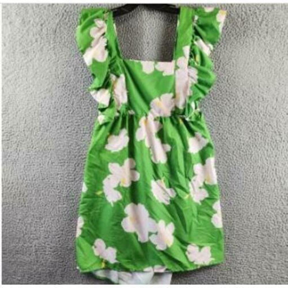 The Lulo Project Floral Dress Women's XL Green Square Neck Retail:$310.00